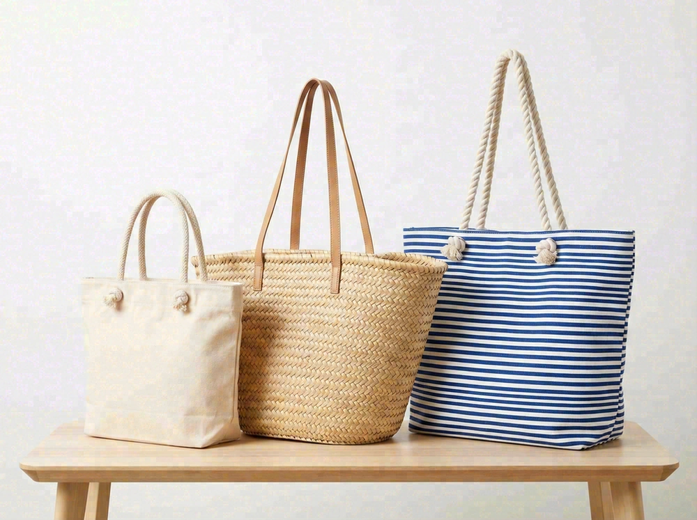 Beach tote bag size and handle options