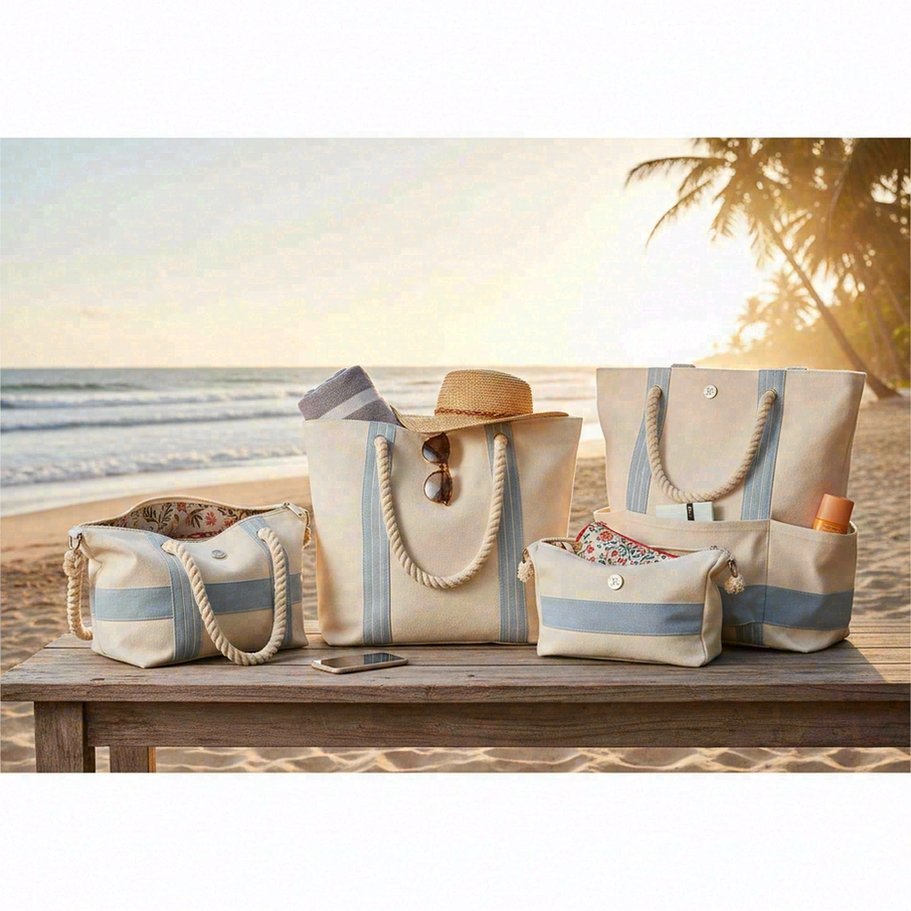 Beach tote styles: open top, zip, pockets
