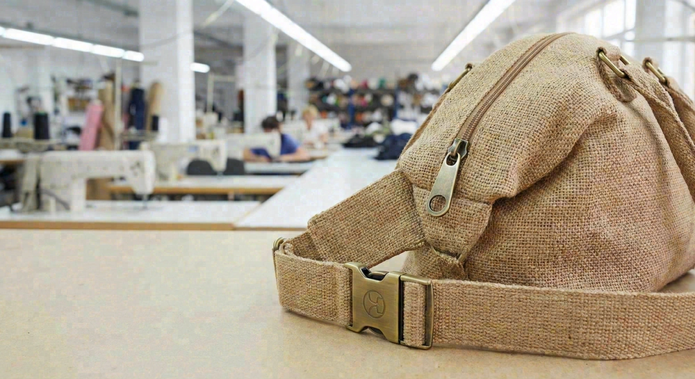 Custom branded hardware on beach bags