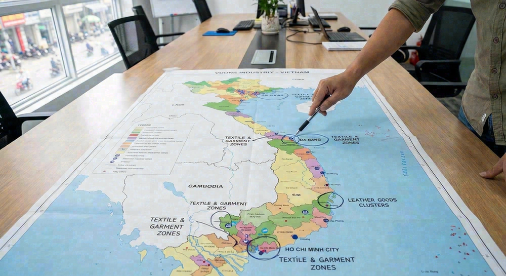 Vietnam manufacturing regions map