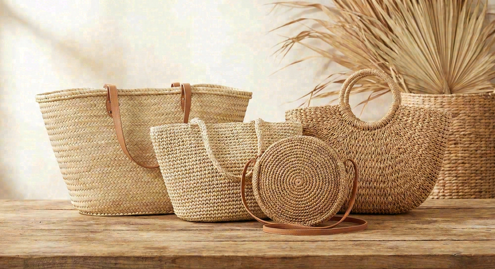 Qingdao Green Luda straw beach bags
