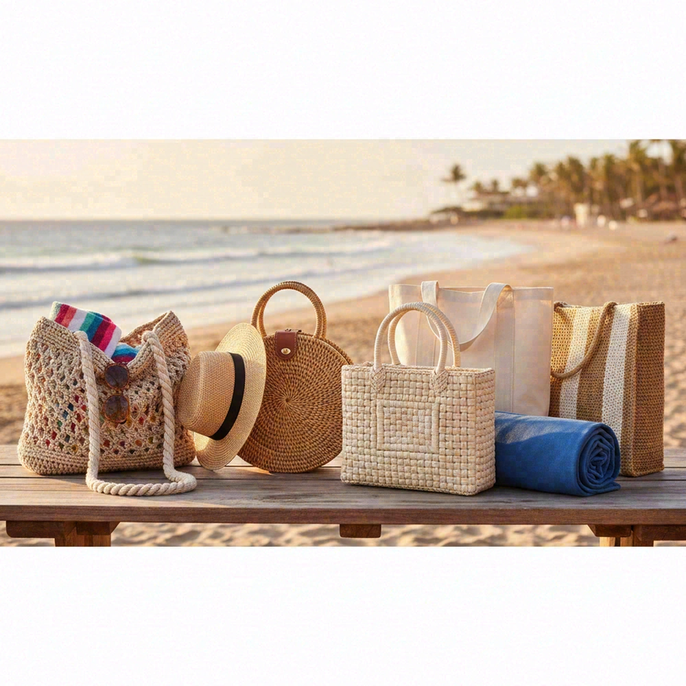 Crochet vs straw beach bag comparison