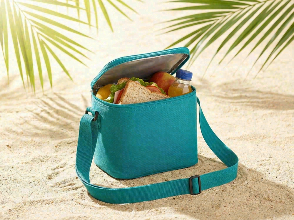 Insulated mini cooler crossbody bag for beach snacks