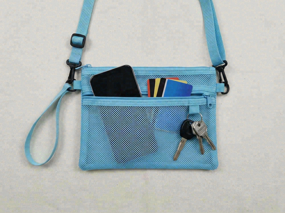 Quick-dry mesh organizer crossbody beach bag