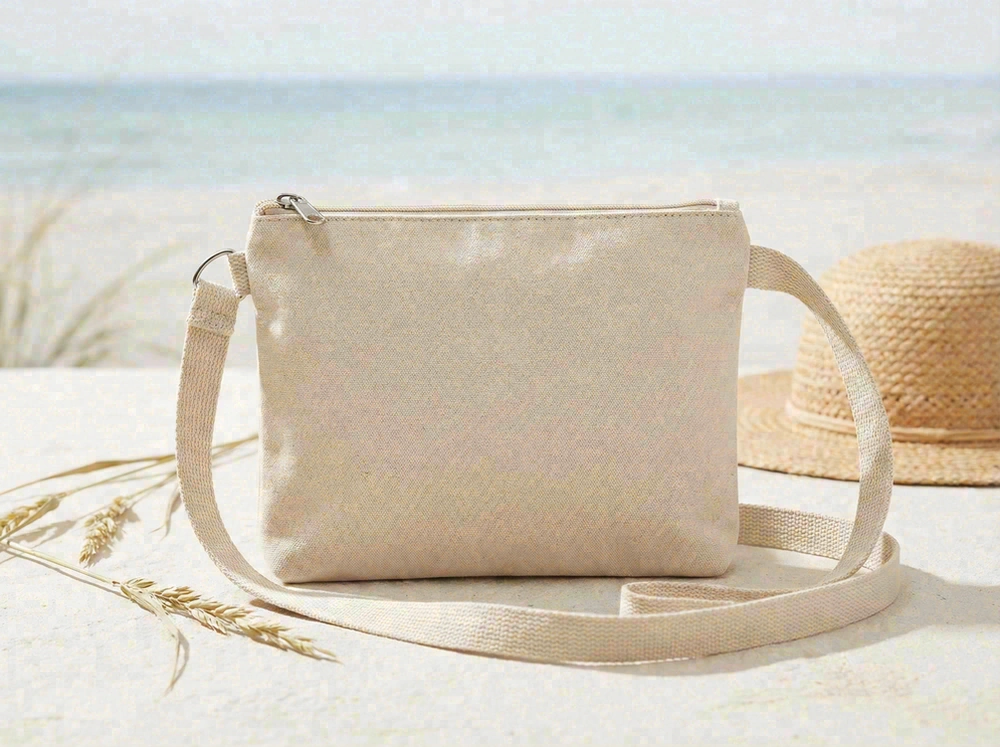 Zip-top essentials pouch crossbody bag for beach