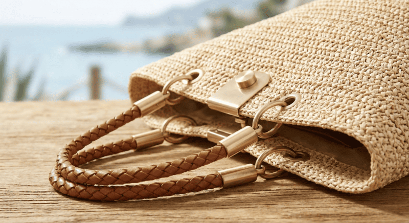 Fashion beach bag with premium hardware
