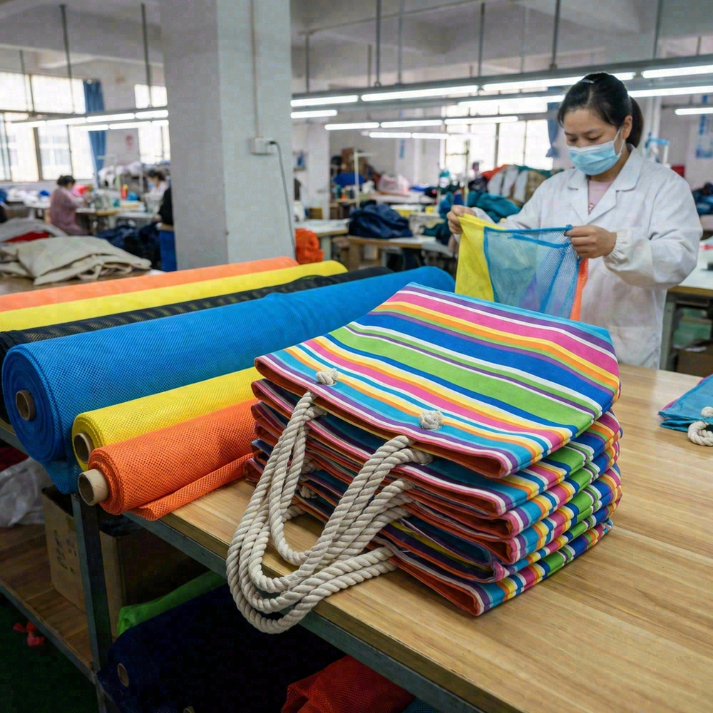 Striped canvas tote for seasonal retail