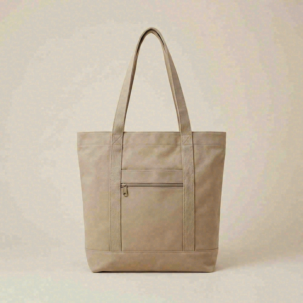 Canvas tote with zipper pocket