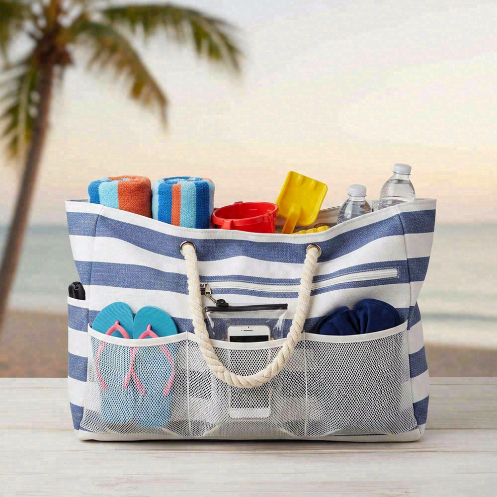 Beach tote pocket layout