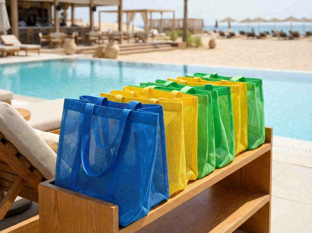 Promotional mesh beach tote bags bulk