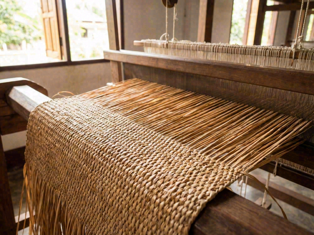 Raffia weave close-up texture