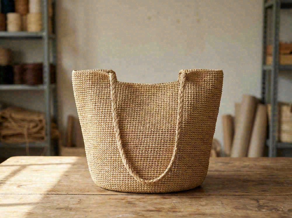 Raffia shoulder bag style