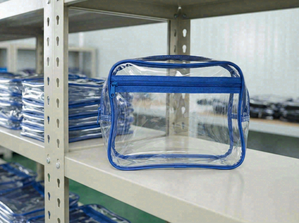 clear bag with zipper and color trim