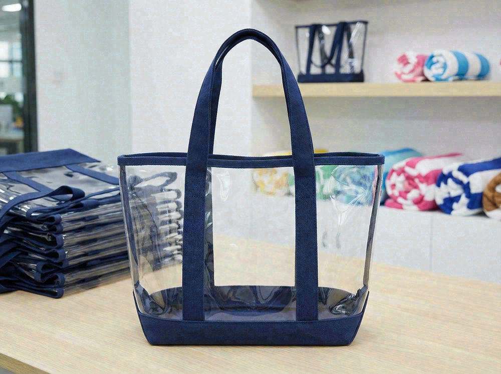 clear tote bag with contrast trim