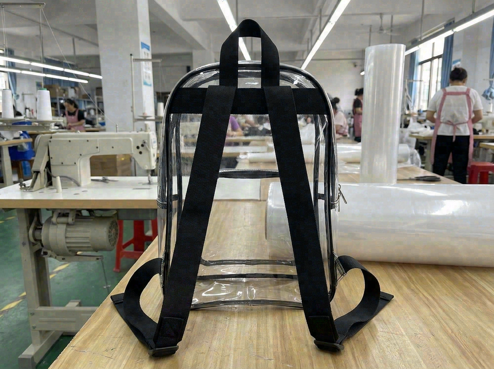 transparent backpack with reinforced straps