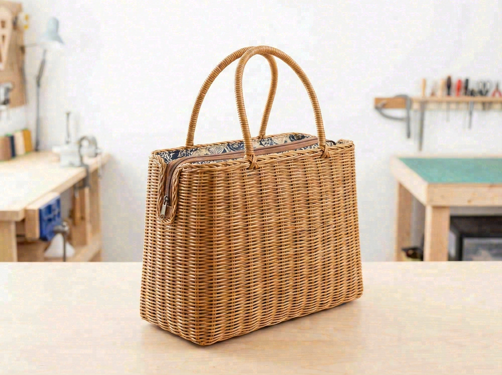 Structured tote with zipper and lining