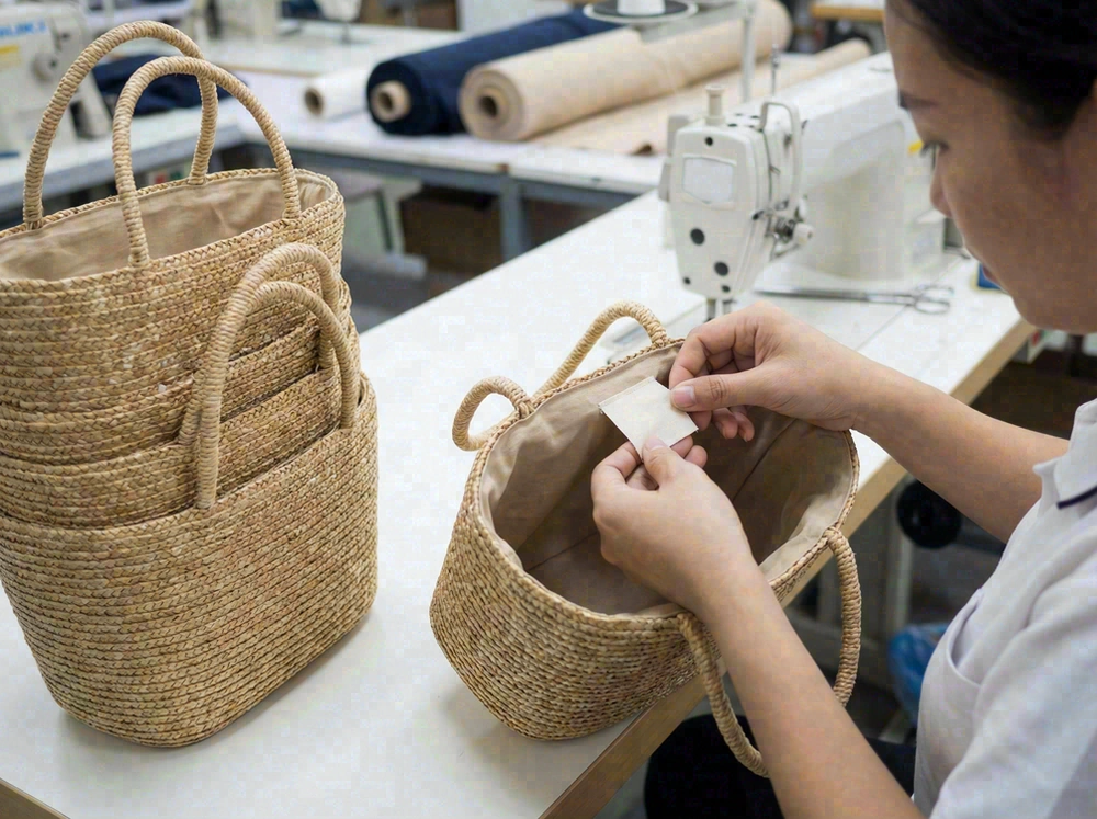 Branding and lining options for woven bags