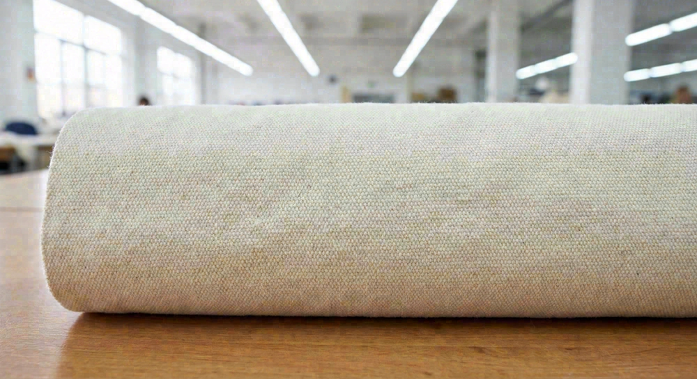 Canvas beach bag material close-up showing weave texture