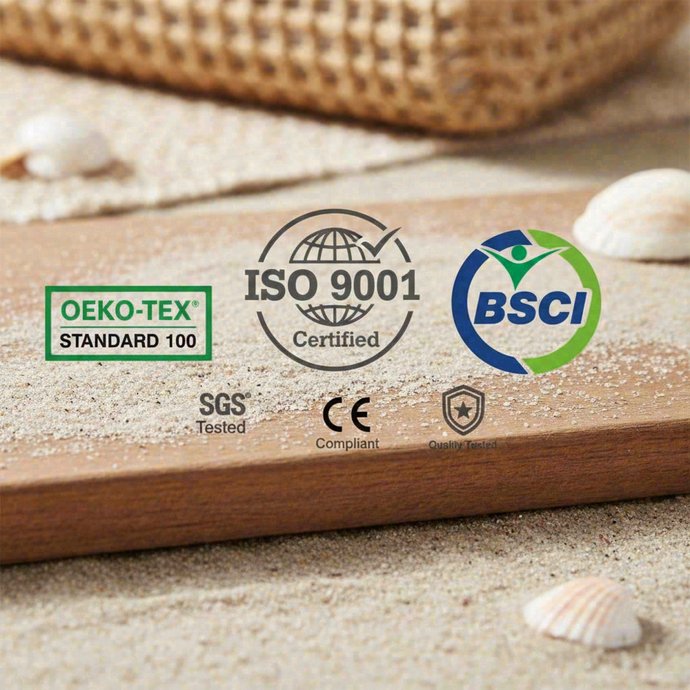 ISO 9001, OEKO-TEX, BSCI certification logos