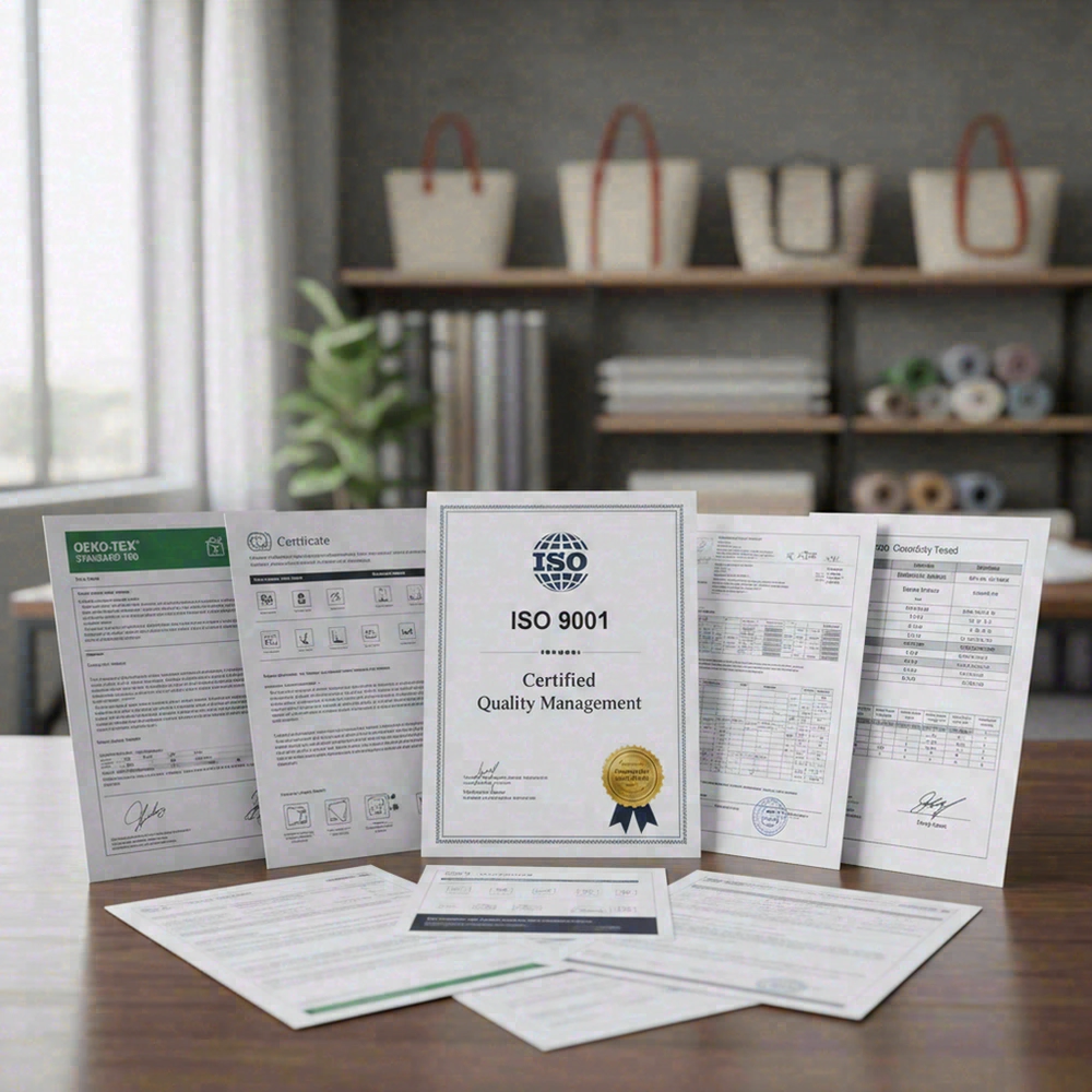 Beach bag quality testing and certification documents