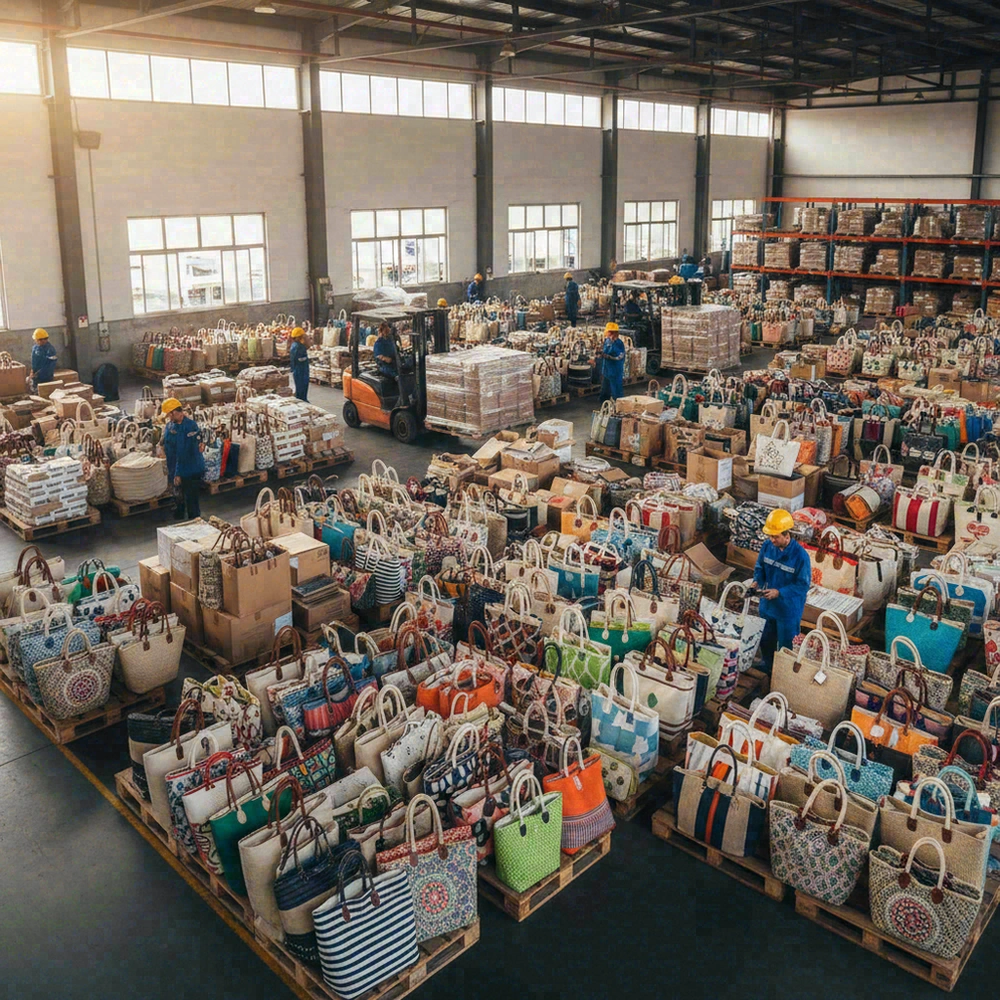 Wholesale beach bags in warehouse ready for shipping