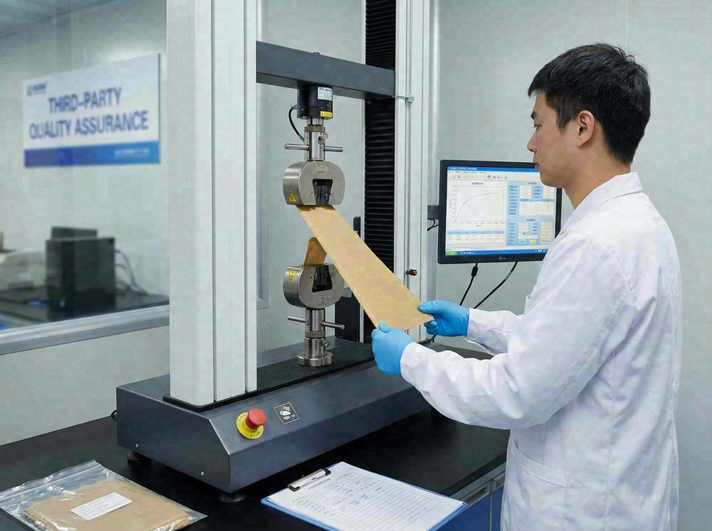 Third-party lab testing for bag materials