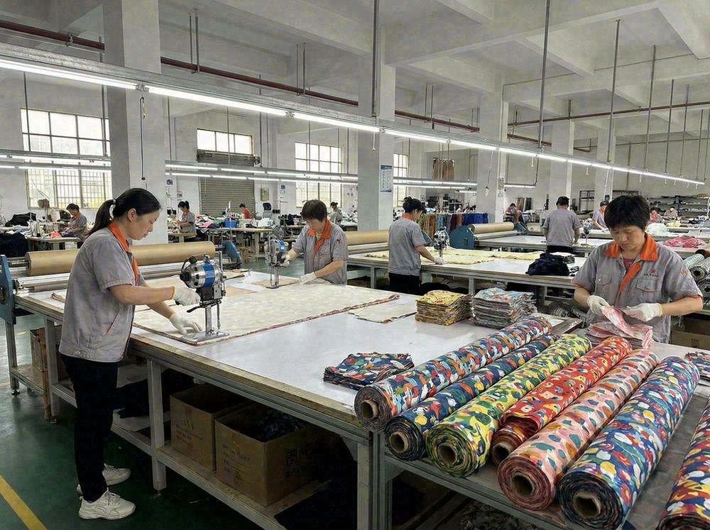 Fabric cutting and preparation area