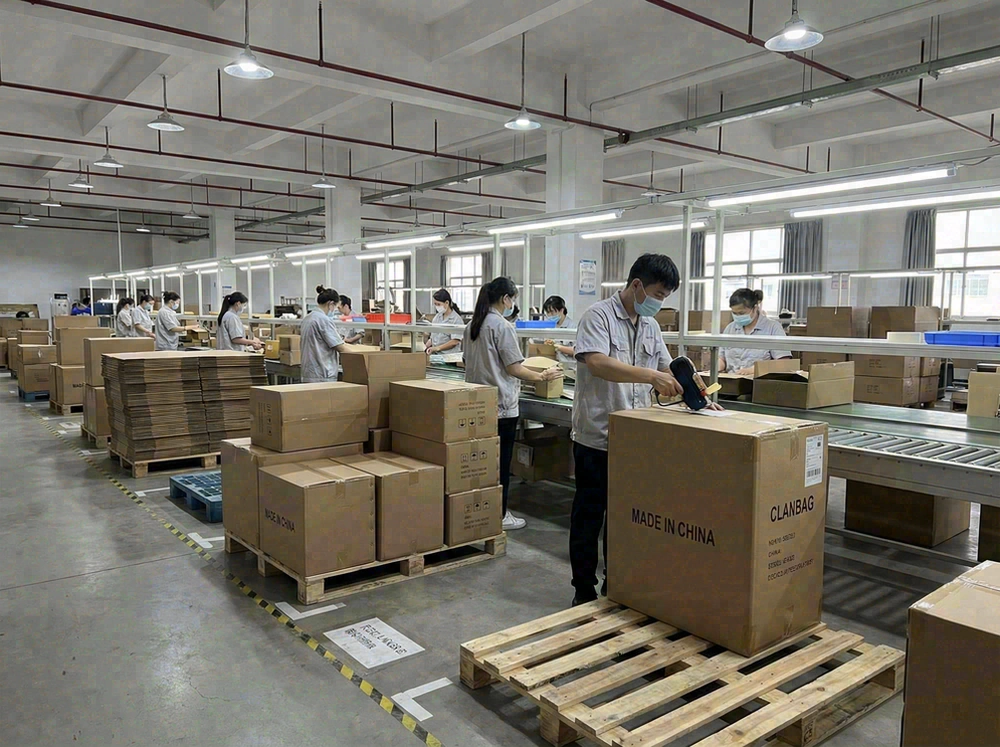 Packing station with carton marking