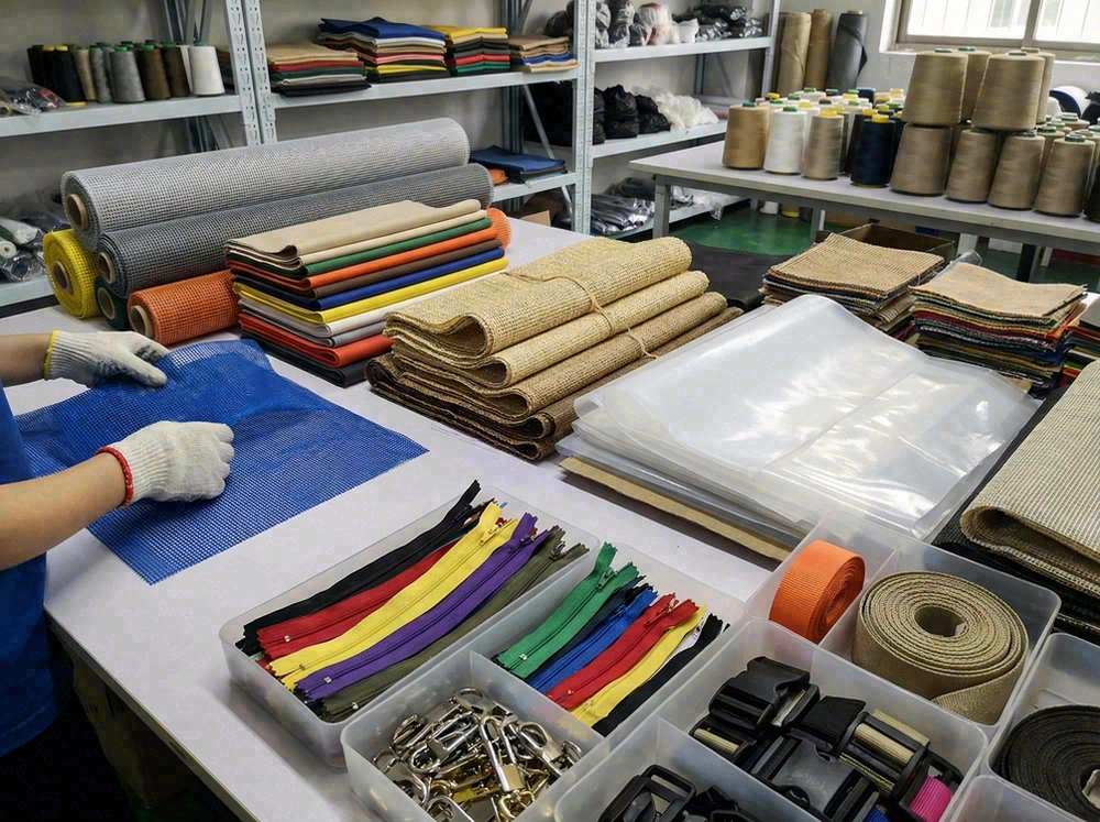 Material swatches for beach bag programs