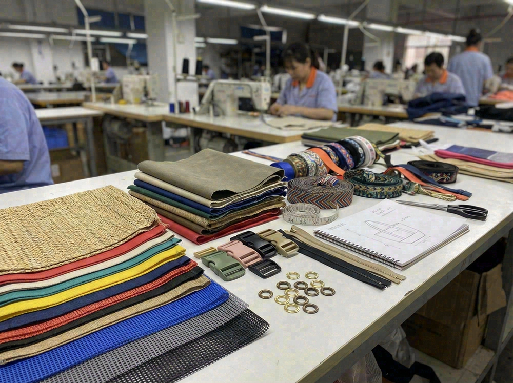 Custom beach bag materials and trims